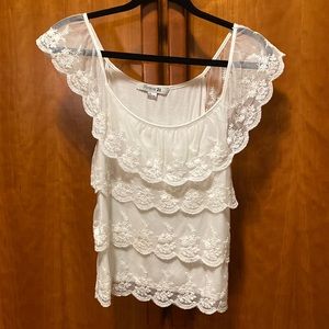 White Forever 21 floral mesh top
